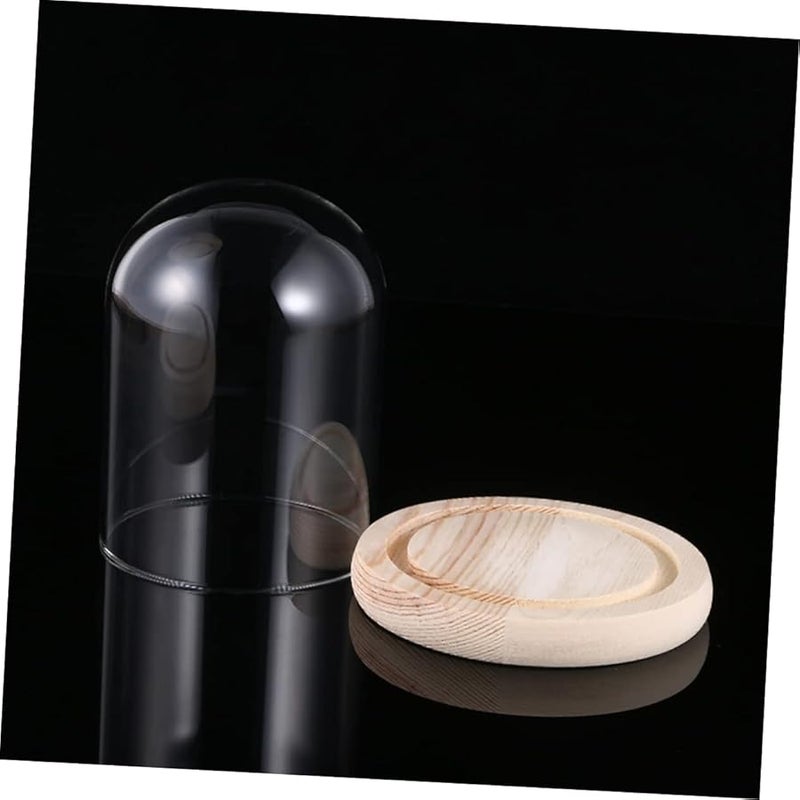 غطاء كب كيك زجاجي مع قاعدة خشبية، جرس زجاجي أنيق لقبة الحلويات - Image 4